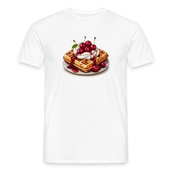 Waffel mit Kirschen und Sahne - Männer T-Shirt - Weiß - Vorne - AI Model Male 178 dark (178cm)