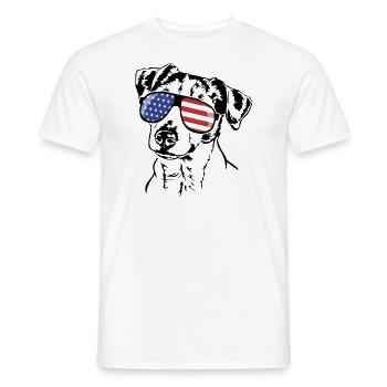 JACK RUSSELL TERRIER America Flag Sunglasses - Men's T-Shirt - white - Front - AI Model Male 178 dark (178cm)