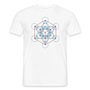 Metatron's Cube - blue red - Men's T-Shirt - white - Front - AI Model Male 178 dark (178cm)