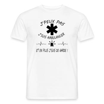 J'peux pas j'suis ambulancier - T-shirt homme - blanc - Devant - AI Model Male 178 dark (178cm)