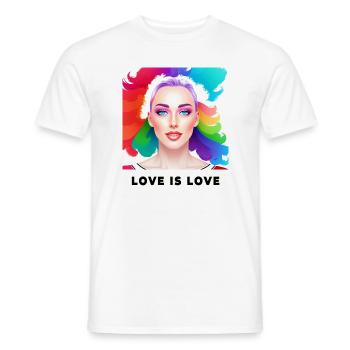 Cute LGBT Girl Colorful Love is Love Pride - Men's T-Shirt - white - Front - AI Model Male 178 dark (178cm)
