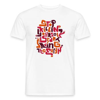 stopkillingyaself_3f - Men's T-Shirt - white - Front - AI Model Male 178 dark (178cm)