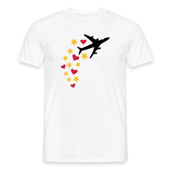 Avion avec des étoiles et des coeurs - T-shirt homme - blanc - Devant - AI Model Male 178 dark (178cm)