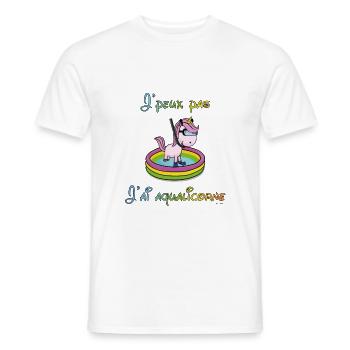 j'peux pas j'ai aqualicorne aqua-licorne - T-shirt homme - blanc - Devant - AI Model Male 178 dark (178cm)