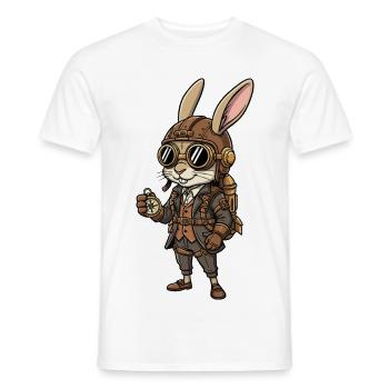Bunny Explorer Steampunk Compass Retro - Men's T-Shirt - white - Front - AI Model Male 178 dark (178cm)