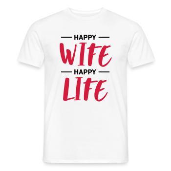 FEMME HEUREUSE, VIE HEUREUSE - T-shirt homme - blanc - Devant - AI Model Male 178 dark (178cm)