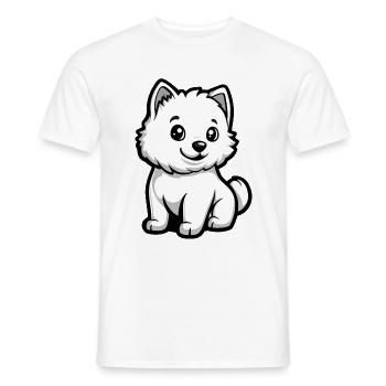Samoyed Dog Comic Cute - Men's T-Shirt - white - Front - AI Model Male 178 dark (178cm)