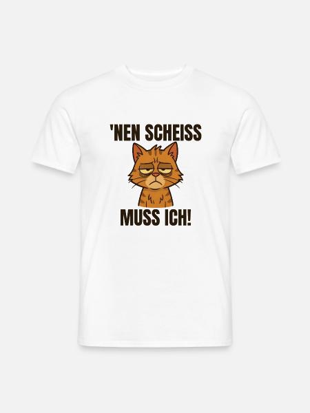Lustige Katze mit frechem Spruch - Männer T-Shirt - Weiß