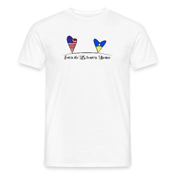 Feet in the US, heart in Ukraine - Men's T-Shirt - white - Front - AI Model Male 178 dark (178cm)