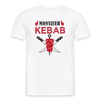 monsieur kebab humour chef kebab - T-shirt homme - blanc - Devant - AI Model Male 178 dark (178cm)