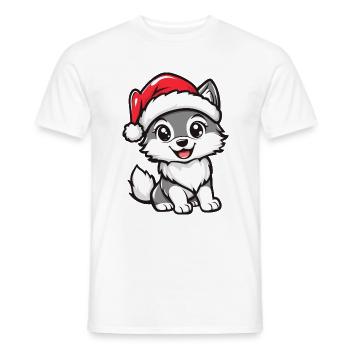 Wolf Christmas Cute - Men's T-Shirt - white - Front - AI Model Male 178 dark (178cm)