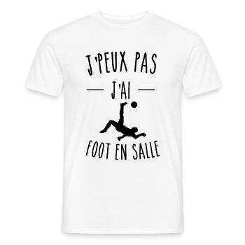 je peux pas j ai foot en salle homme - T-shirt homme - blanc - Devant - AI Model Male 178 dark (178cm)