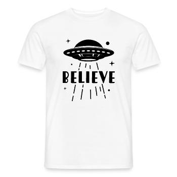 Believe UFO - Men's T-Shirt - white - Front - AI Model Male 178 dark (178cm)