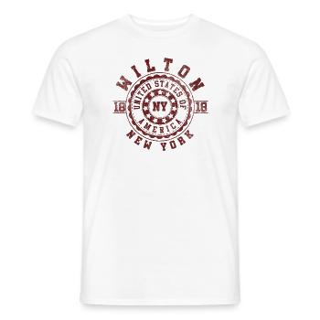 Wilton NY | New York Travel & Souvenir Gift - Men's T-Shirt - white - Front - AI Model Male 178 dark (178cm)