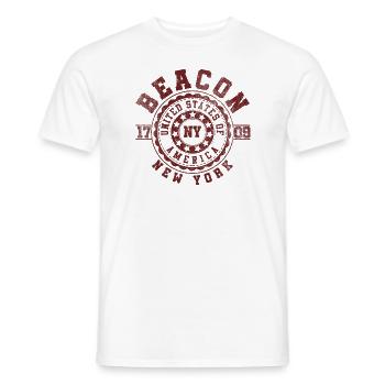 Beacon NY | New York Travel & Souvenir Gift - Men's T-Shirt - white - Front - AI Model Male 178 dark (178cm)