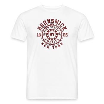 Brunswick NY | New York Travel & Souvenir Gift - Men's T-Shirt - white - Front - AI Model Male 178 dark (178cm)