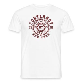 Cortlandt NY | New York Travel & Souvenir Gift - Men's T-Shirt - white - Front - AI Model Male 178 dark (178cm)