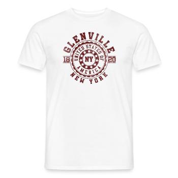 Glenville NY | New York Travel & Souvenir Gift - Men's T-Shirt - white - Front - AI Model Male 178 dark (178cm)