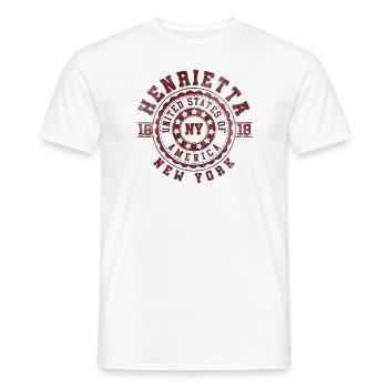 Henrietta NY | New York Travel & Souvenir Gift - Men's T-Shirt - white - Front - AI Model Male 178 dark (178cm)