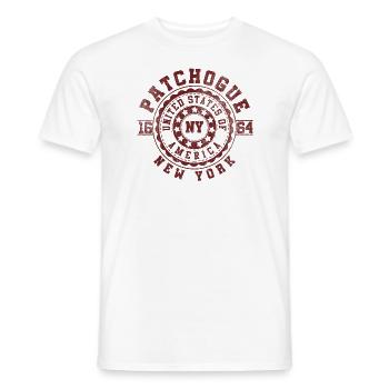 Patchogue NY | New York Travel & Souvenir Gift - Men's T-Shirt - white - Front - AI Model Male 178 dark (178cm)