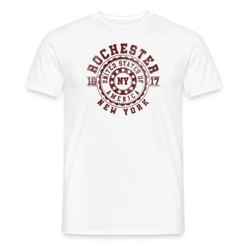 Rochester NY | New York Travel & Souvenir Gift - Men's T-Shirt - white - Front - AI Model Male 178 dark (178cm)