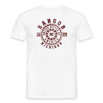Bangor MI | Michigan Travel & Souvenir Gift - Men's T-Shirt - white - Front - AI Model Male 178 dark (178cm)