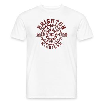 Brighton, MI | Michigan voyage & cadeau Souvenir - T-shirt homme - blanc - Devant - AI Model Male 178 dark (178cm)