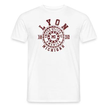 Lyon MI | Michigan Travel & Souvenir Gift - Men's T-Shirt - white - Front - AI Model Male 178 dark (178cm)