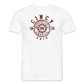 Cincy Cincinnati OH | Ohio Souvenir & Geschenk - Männer T-Shirt - Weiß - Vorne - AI Model Male 178 dark (178cm)