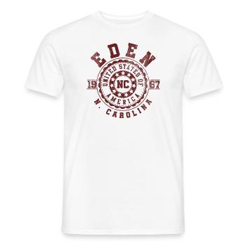 Eden NC | Cadeau de voyage en Caroline du Nord - T-shirt homme - blanc - Devant - AI Model Male 178 dark (178cm)