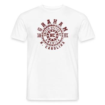 Graham (Caroline du Nord) | Cadeau de voyage en Caroline du Nord - T-shirt homme - blanc - Devant - AI Model Male 178 dark (178cm)