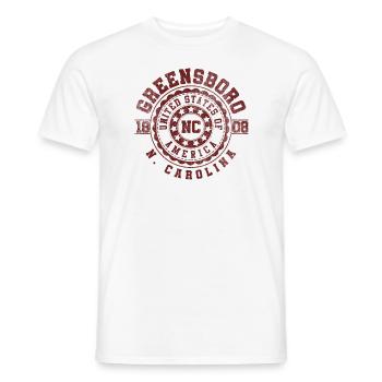 Greensboro, Caroline du Nord | Cadeau de voyage en Caroline du Nord - T-shirt homme - blanc - Devant - AI Model Male 178 dark (178cm)