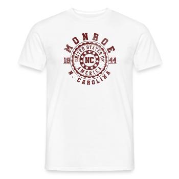 Monroe NC | North Carolina Reise Geschenk - Männer T-Shirt - Weiß - Vorne - AI Model Male 178 dark (178cm)
