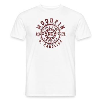 Woodfin NC | Cadeau de voyage en Caroline du Nord - T-shirt homme - blanc - Devant - AI Model Male 178 dark (178cm)