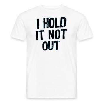 I hold it not out / Ich halt´s nicht mehr aus - Männer T-Shirt - Weiß - Vorne - AI Model Male 178 dark (178cm)