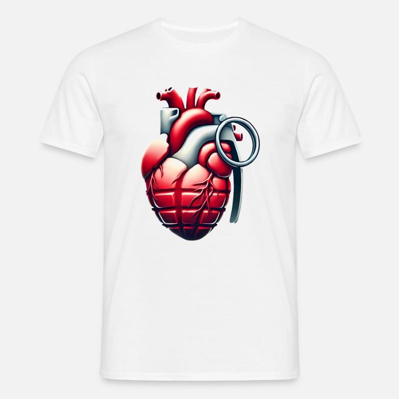 Explosive Herzgranate Design - Männer T-Shirt - Weiß