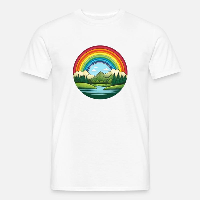 Landschaft mit Regenbogen - Männer T-Shirt - Weiß