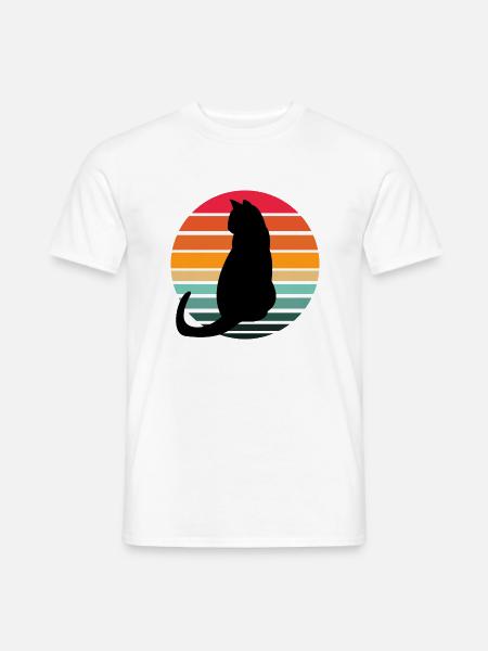 Katze Sunset - Männer T-Shirt - Weiß