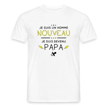 Je suis un homme nouveau - Je suis devenu papa - T-shirt homme - blanc - Devant - AI Model Male 178 dark (178cm)