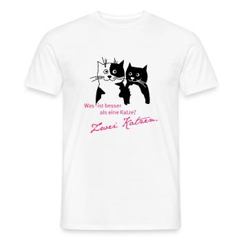 2 Katzen besser als 1 - Männer T-Shirt - Weiß - Vorne - AI Model Male 178 dark (178cm)