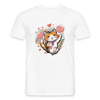 Funny cat love - T-shirt homme - blanc - Devant - AI Model Male 178 dark (178cm)