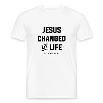 Jesus Changed My Life Ask Me How Christian - Men's T-Shirt - white - Front - AI Model Male 178 dark (178cm)