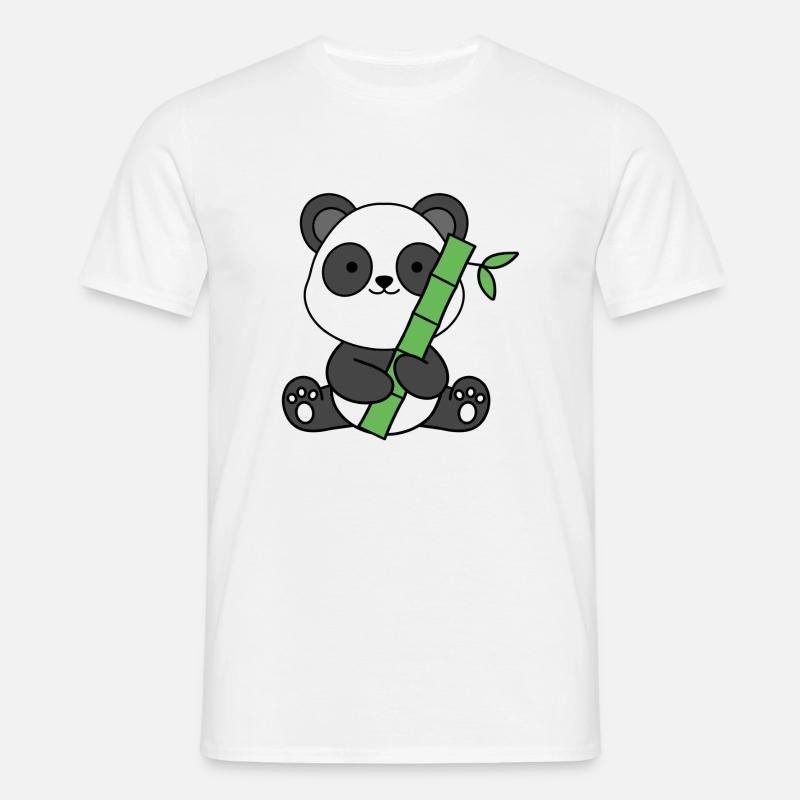 simpatico panda orso con bambù - Maglietta da uomo - bianco