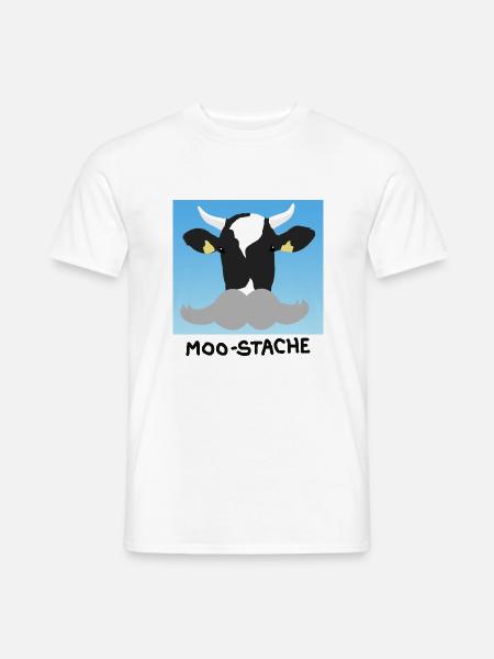 Eine Kuh mit Schnurrbart - Männer T-Shirt - Weiß