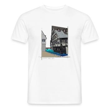 Ulm // Leaning House // Illustration - Men's T-Shirt - white - Front - AI Model Male 178 dark (178cm)
