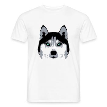 Hund Weißer Husky Gesicht Kopf Blaue Augen Cool - Männer T-Shirt - Weiß - Vorne - AI Model Male 178 dark (178cm)