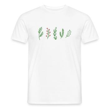 Vintage Winter Plants Doodle - Men's T-Shirt - white - Front - AI Model Male 178 dark (178cm)