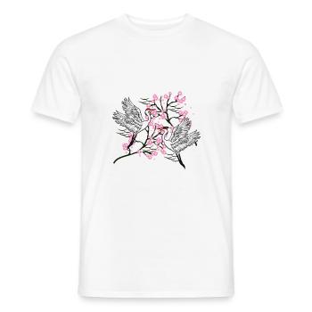 Trana und Kirschblütenstickerei japanisches Geschenk - Männer T-Shirt - Weiß - Vorne - AI Model Male 178 dark (178cm)