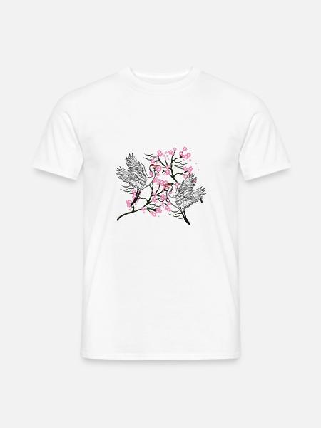 Trana und Kirschblütenstickerei japanisches Geschenk - Männer T-Shirt - Weiß