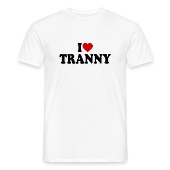 I love tranny - Männer T-Shirt - Weiß - Vorne - AI Model Male 178 dark (178cm)